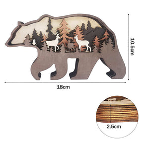 3D Forest Bear Decor Wooden Animal Statues Farmhouse Room Wall Decor-Bear