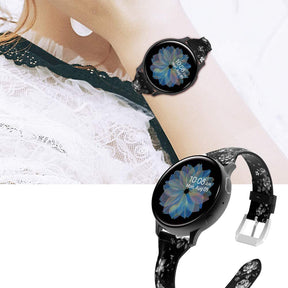 Slim Flower Printed Leather Bands For Samsung S3/Galaxy Watch 46mm(Black Gray Flower)