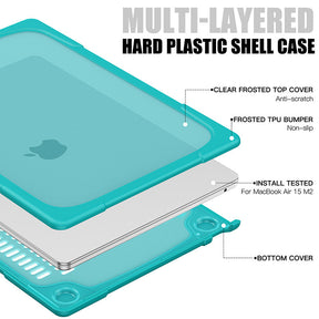 Anti Fall Case Breathable Compatible with Macbook Air 15 2023 A2941-LightBlue