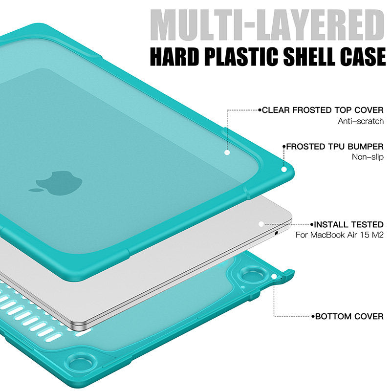 Anti Fall Case Breathable Compatible with Macbook Air 15 2023 A2941-LightBlue