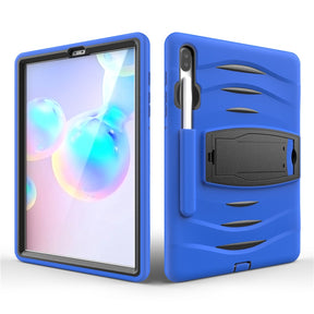 Shock Wave Kickstand Case Anti-Fall Protection With Pencil Holder For Samsung Tab S6 10.5inch T860/T865/T867(2019)-Blue