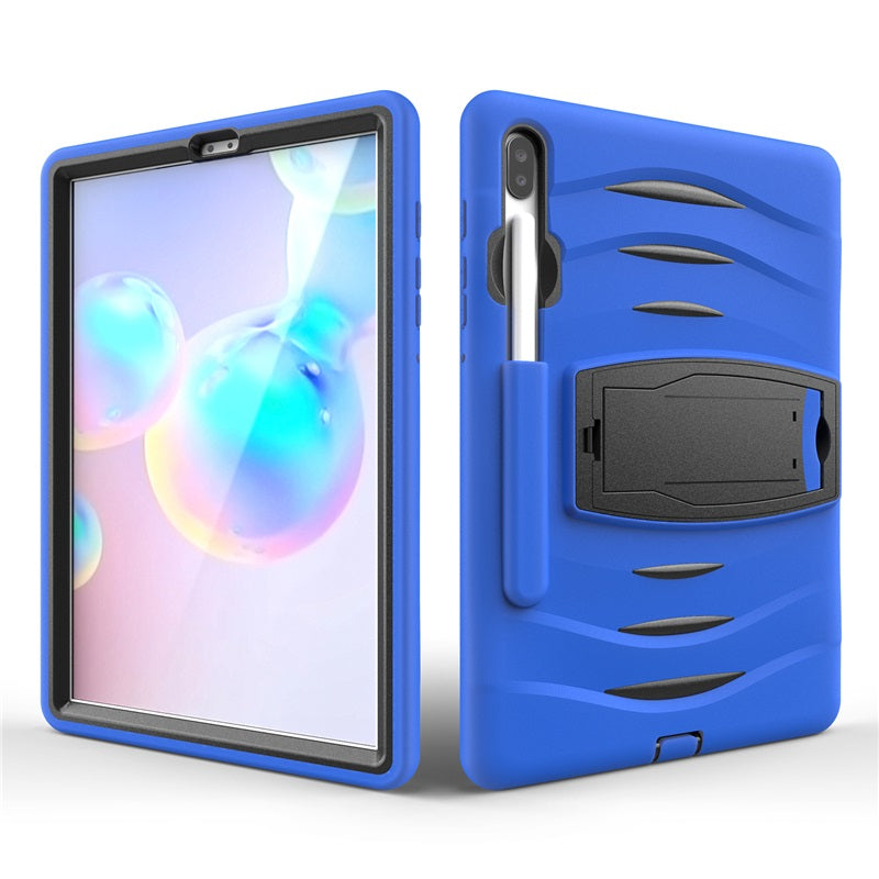 Shock Wave Kickstand Case Anti-Fall Protection With Pencil Holder For Samsung Tab S6 10.5inch T860/T865/T867(2019)-Blue