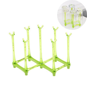 Retractable Cup Drying Rack Plastic Mug Tree for Kitchen Office-Green