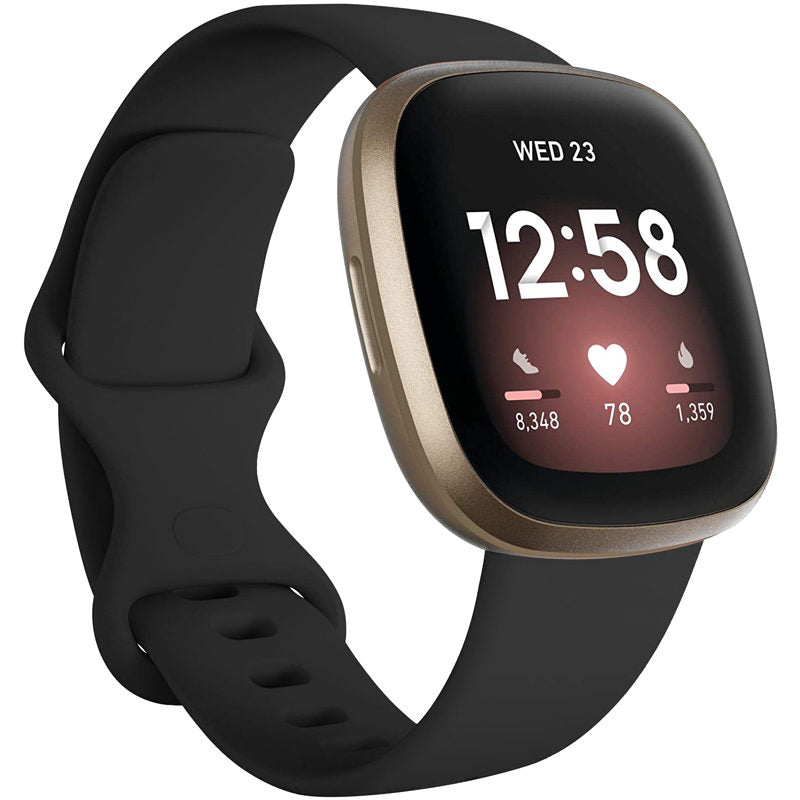 Soft Silicone Sport Replacement Strap For Fitbit Versa 3/Fitbit Sense Small Large-Black