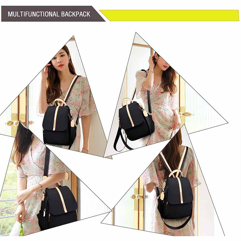 Women Fashion Backpack For Ladies Lightweight Travel Bag-Black