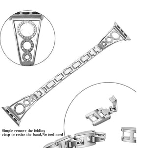 HL Stainless Steel Watch Band Adjustable Wristbands for Apple IWatch Series SE/1/2/3/4/5/6 For Women-Silver