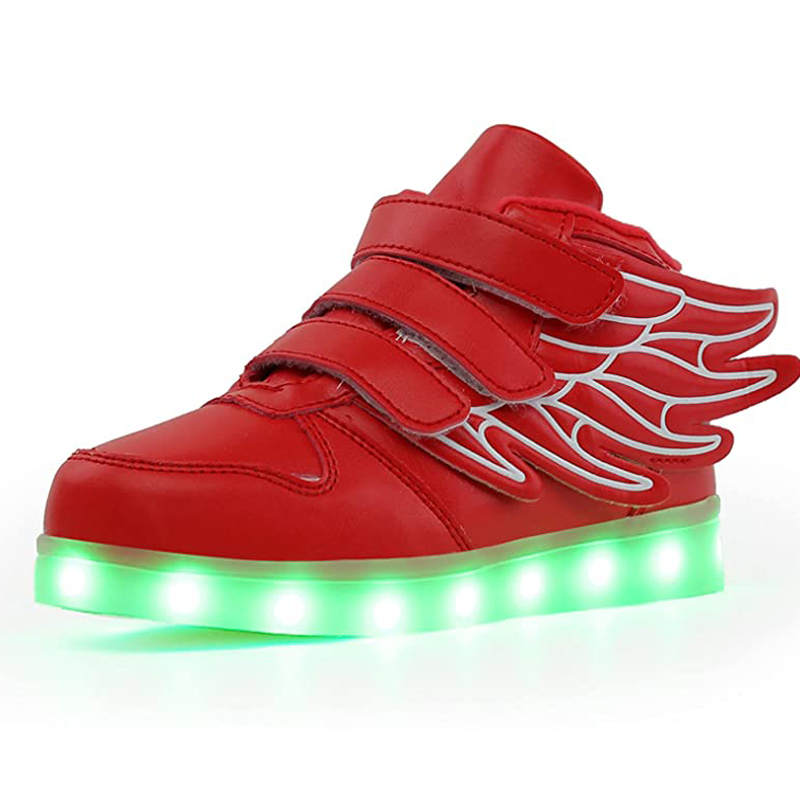 LED Light Sneakers USB Rechargeable Flashing Shoes for Boys Girls-Red