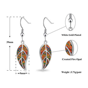 Fashion Opal Leaf Drop Dangling Earrings-White