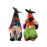 2 Pcs Halloween Gnomes Plush Dolls Spider Pumpkin Handmade Ornaments