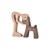 Men and Dog Wooden Statue Bedroom Home Decoration-7