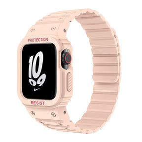 Magnetic Watch Band with Bumper Case Shockproof for Apple Watch-Pink