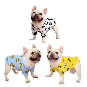 3 Set of Dog Pajamas Flannel Friut Animal Printed Jacket Soft for Cats Dogs-Set3