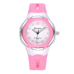 Kids Waterproof Learning Time Wrist Watch-Pink