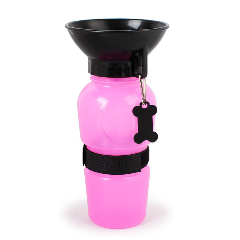 Pet Dog Extrusion Portable Water Fountain Leak-Proof Drinking Bottle-Pink