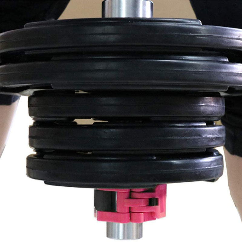 Pair of Olympic Barbell Clip Professional Barbell Plate Lock Collar Clip for 5CM Lever-RoseRed