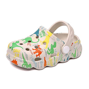 Kids Cute Cartoon Hole Shoes Little Dinosaur Beach Pool Slippers Boys and Girls-Grey