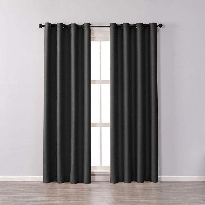 2 Panels Solid Color Blackout Curtains for Living Room-Black