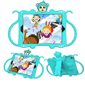Monkey iPad Case+Neck Strap Cartoon Kids Anti-fall Protective Cover For Samsung Galaxy Tab A 8.4inch£¨2020£©T307-Aqua