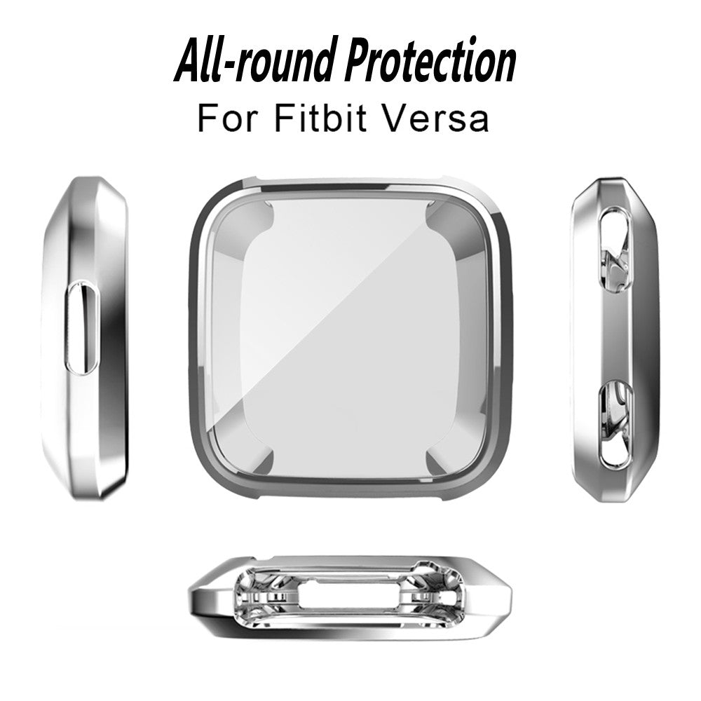 For Fitbit Versa Electroplated TPU Watch Case -Silver