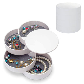Home & LivingJewelry Storage Box 4-Layer Rotatable Jewelry Accessory Organizer Tray with Lid for Rings Bracelets -White