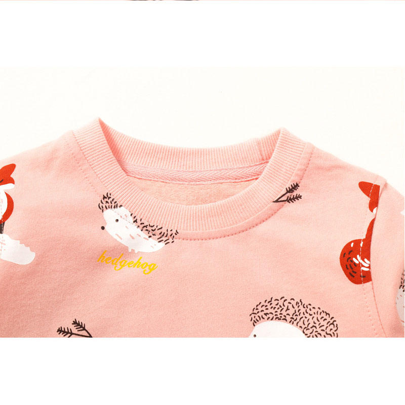 Kids Cute Cartoon Cotton Long Sleeve Sweater Shirt-Pink