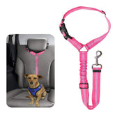 Dog Seat Belt Pet Car Seatbelt Headrest Restraint Adjustable Reflective Elastic Connect Dog Harness-Pink