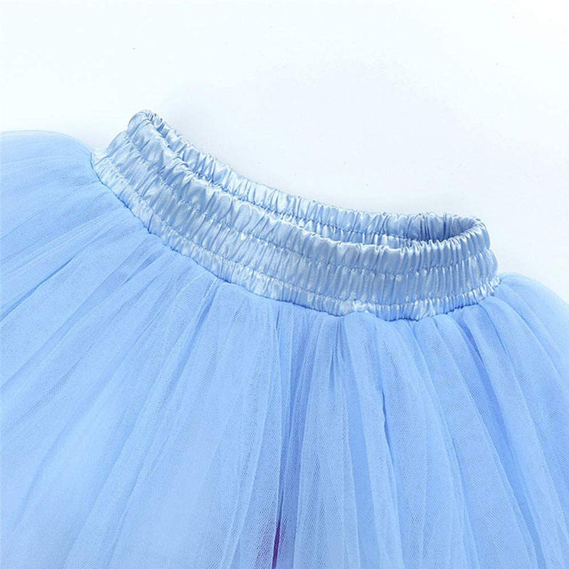 Girl Tutu Skirt Fluffy Toddler Tulle Tutus 3 Layers With Pom Pom Puff Balls-Blue