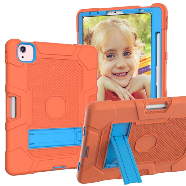 B3 Robot iPad Case Silicone Shockproof Protective Stand Cover For iPad Pro 11inch (2018/2020/2021) Air4 10.9 Air5 (2021)-Orange&Blue