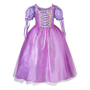 Girls Princess Dress Puff Sleeve Tulle Christmas Carnival Cosplay
