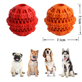 2 Packs Teething Toys for Small Medium Dog 360¡ã Cleaning Durable Chew Toys Rubber Ball-RedOrange