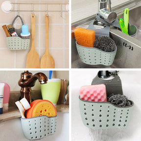 2 Pcs Kitchen Sink Sponge Holder Hanging Ajustable Faucet Caddy-Blue Pink