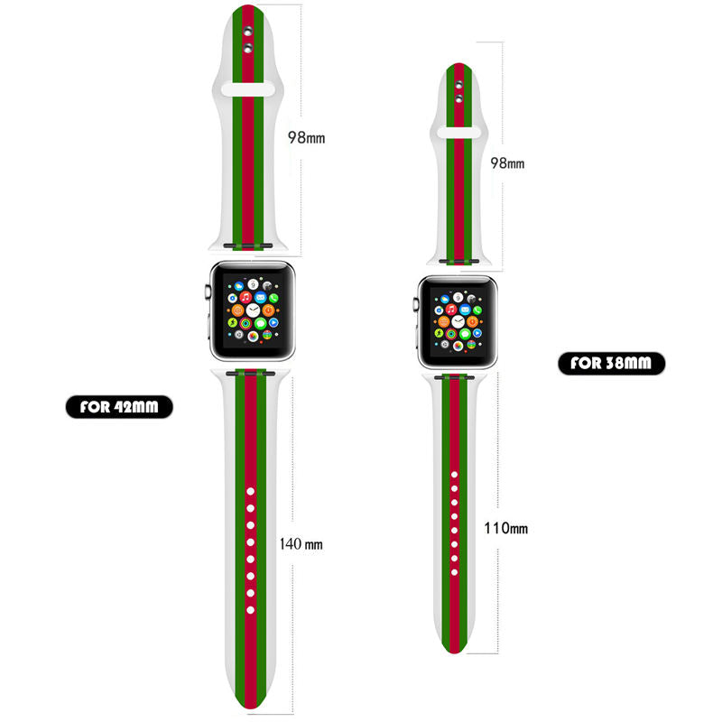 Soft Silicone Watch Bands Pattern Printed Band for iWatch Series6/5/4/3/2/1/SE-GucciWhite