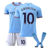 GREALISH #10 Manchester City F.C Home Jersey 22/23 Soccer Jersey Set For Adult Kids