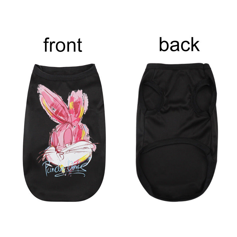 Dog Vest Summer Pet Clothes Cartoon Rabbit Breathable Comfortable-Black