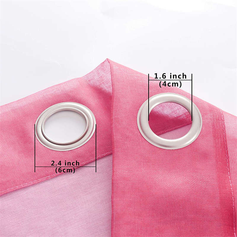 2 Panel Sheer Ombre Curtains Grommet Drapes for Girls Bedroom-PinkGrey
