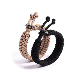 2 Pcs Adjustable Sizes Fish Tail Paracord Survival Bracelets With Metal Clasp-A