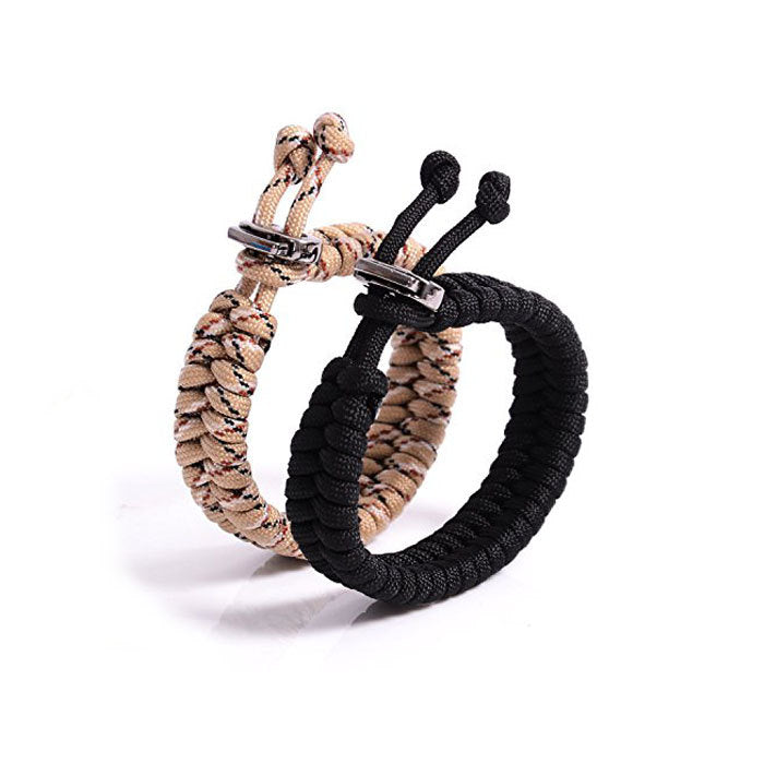 2 Pcs Adjustable Sizes Fish Tail Paracord Survival Bracelets With Metal Clasp-A