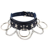 Pu Leather Choker with Black Punk Rock Rivet Collar-DarkBlue