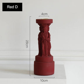 4 Pcs Retro Candle Holder Nordic Roman Column Aroma Candle Base for Festival Home Decor Ornament-WineRed