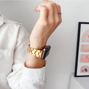 Luxury Metal Band Quick Release Link Bracelet for Apple Watch-Gold