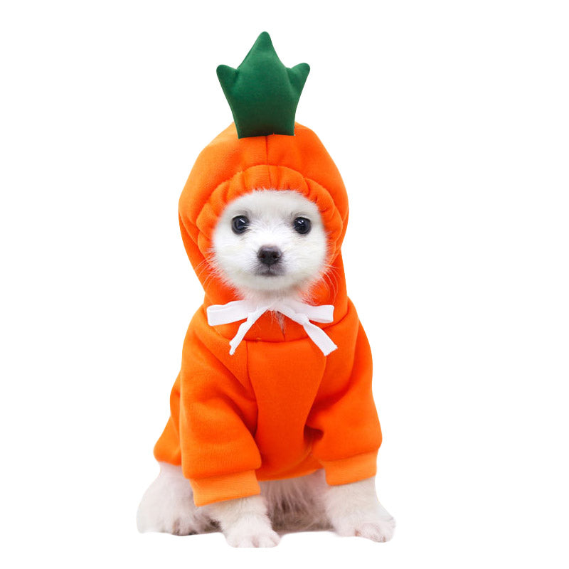 Pet Clothes Orange Carrot Pattern Design Hoodie Sweatshirts 3D Cute Costume