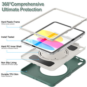 Tablet Case For iPad 10th Full Body Protection with 360¡ã Stand Portable-JadeGreen