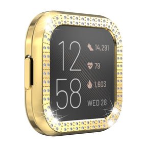 Hard PC Double Diamond Frame Protective Case For Fitbit Versa 2 - Gold