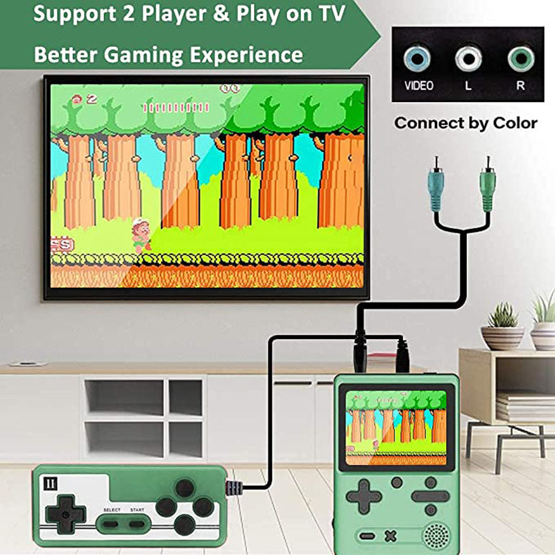 Retro Handheld Game Console 500 Classic FC Games Support 2 Gamer Players-Green