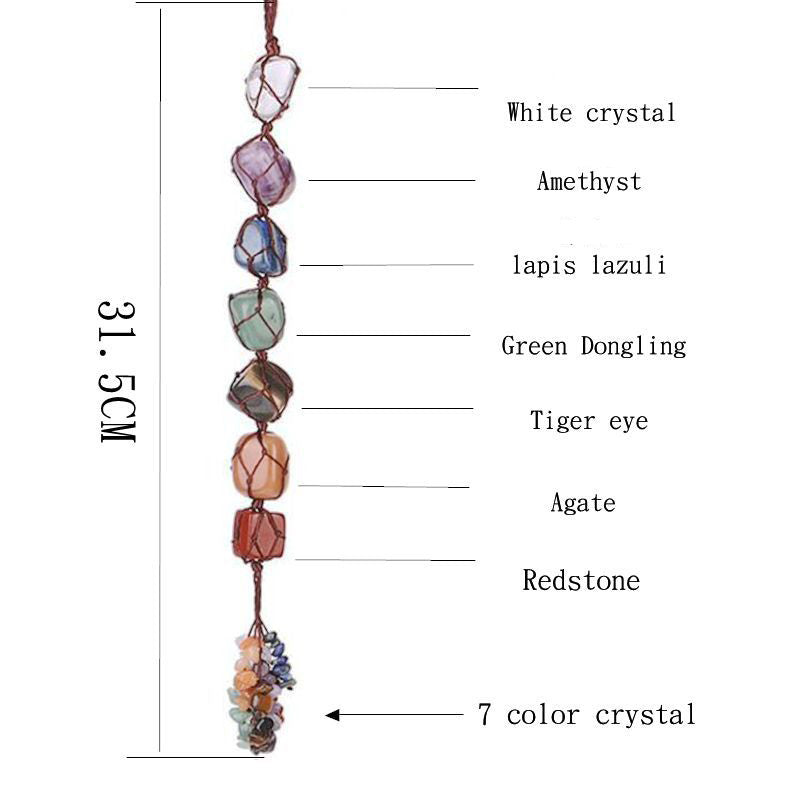 7 Chakras Healing Crystals Wall Hanger Tumbled Gemstones Tassel Spiritual Meditation Hanging Ornament/Window Ornament/Feng Shui