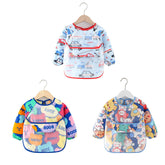 3 Pcs Long Sleeve Waterproof Bib with Crumb Catcher Pocket for 0-4 Years-4