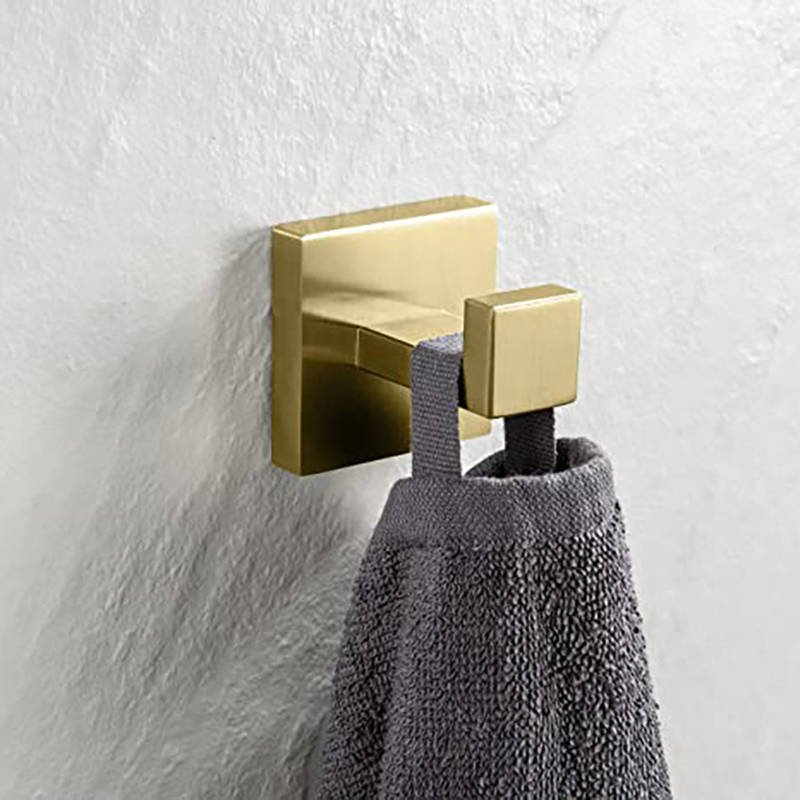 2 Pack Bathroom Hooks 304 Stainless Steel Square Wall Hooks-Gold