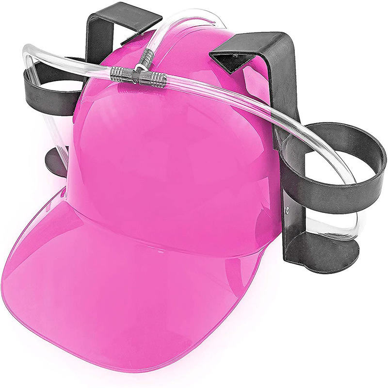 2 Packs Beer Helmet Drinking Hat The Beer Hat Drinking Holder or Soda Drink Hat Party Fun Beverage Gadgets-Pink