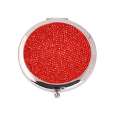 Rhinestone Magnifying Compact Makeup Mirror 2X/1X Mirror-Red