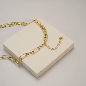 Paper Clip Necklace Pearl Pendant Collarbone Chain